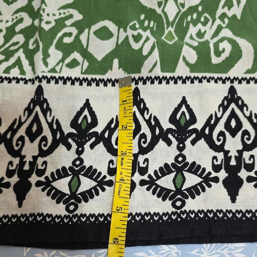 Womens Sz 1X Green/White Ikat BOHO Flutter Sleeve Linen Blend Haute Hippie Top - Picture 11 of 12